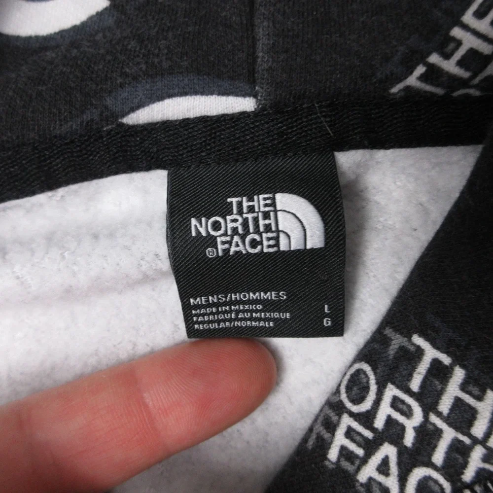 The North Face Sweater Men Large Black Geometric Logo Pullover Hoodie Sweatshirt
